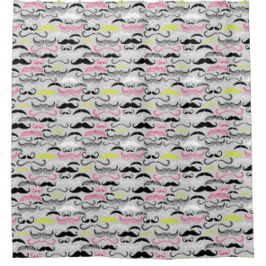 Mustache pattern, retro style shower curtain