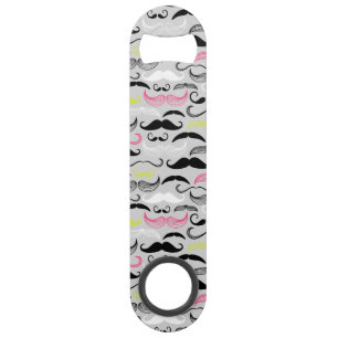 Mustache pattern, retro style speed bottle opener