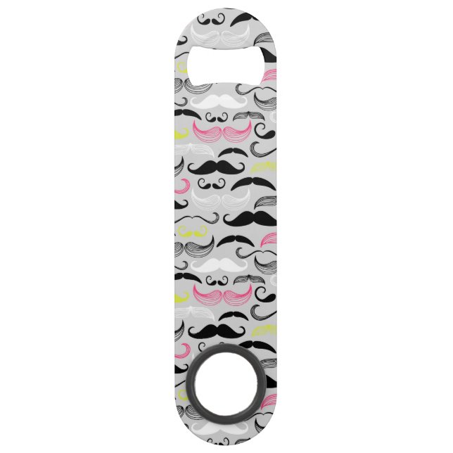 Mustache pattern, retro style speed bottle opener (Front)