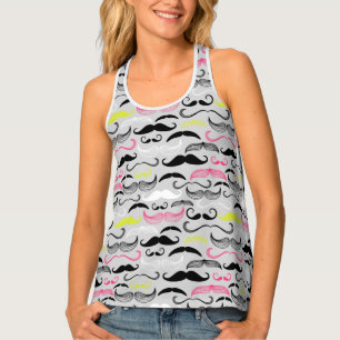 Mustache pattern, retro style tank top
