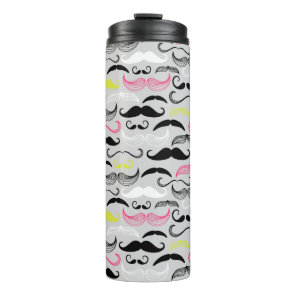 Mustache pattern, retro style thermal tumbler