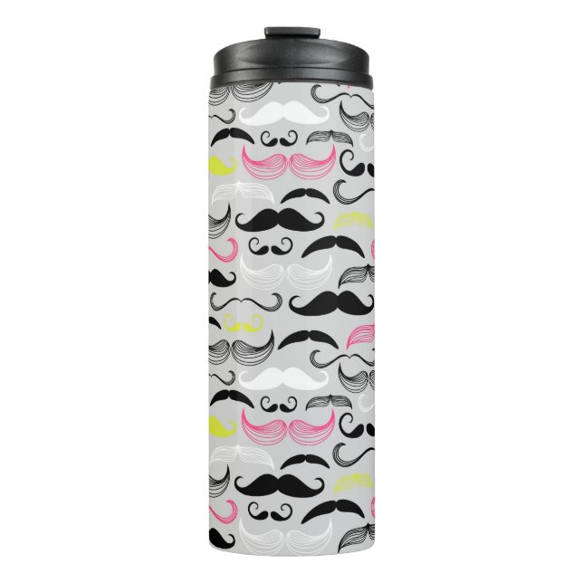 Mustache pattern, retro style thermal tumbler (Front)