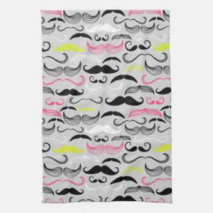 Mustache pattern, retro style towel
