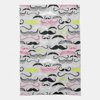 Mustache pattern, retro style towel