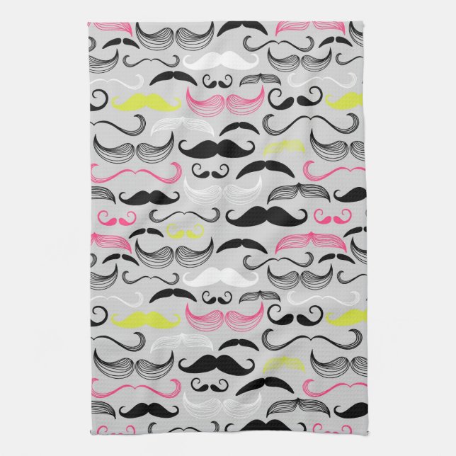 Mustache pattern, retro style towel (Vertical)