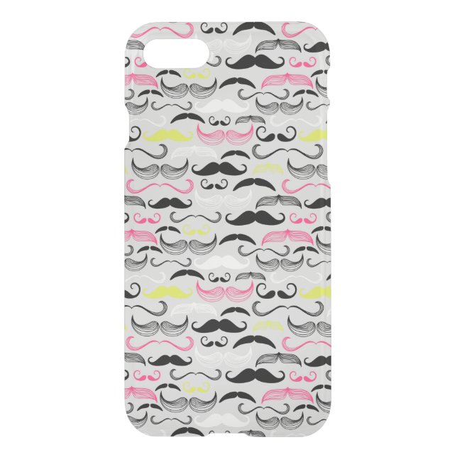 Mustache pattern, retro style uncommon iPhone case (Back)