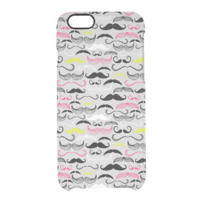 Mustache pattern, retro style clear iPhone 6/6S case