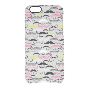 Mustache pattern, retro style clear iPhone 6/6S case