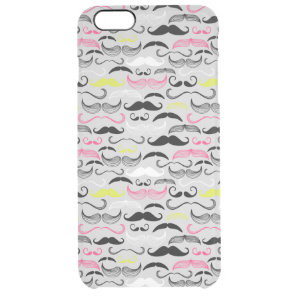 Mustache pattern, retro style clear iPhone 6 plus case