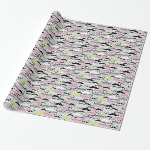 Mustache pattern, retro style wrapping paper