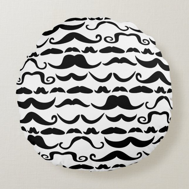Mustache Pattern Round Pillow (Front)