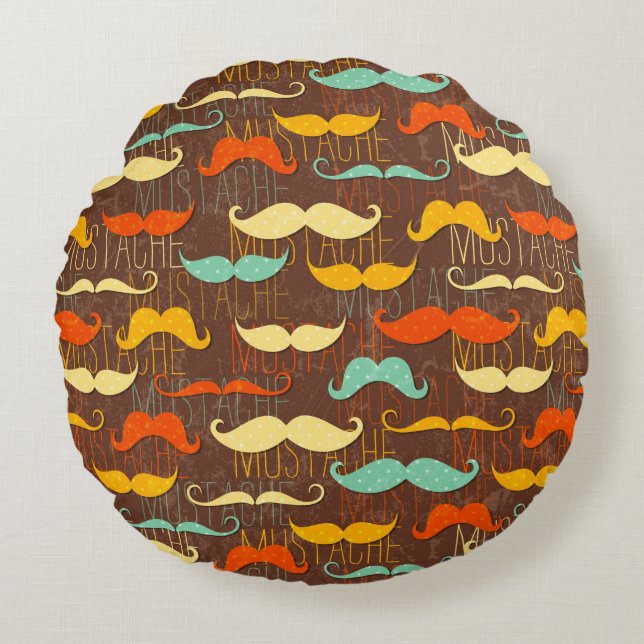Mustache pattern round pillow (Front)