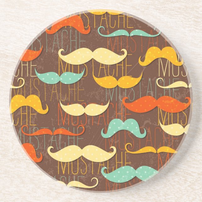 Mustache pattern sandstone coaster (Front)