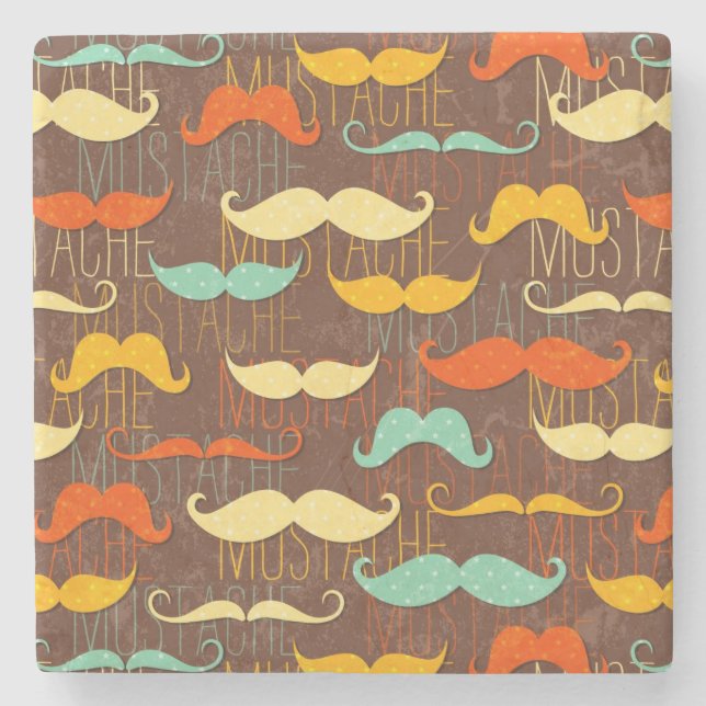 Mustache pattern stone coaster (Front)