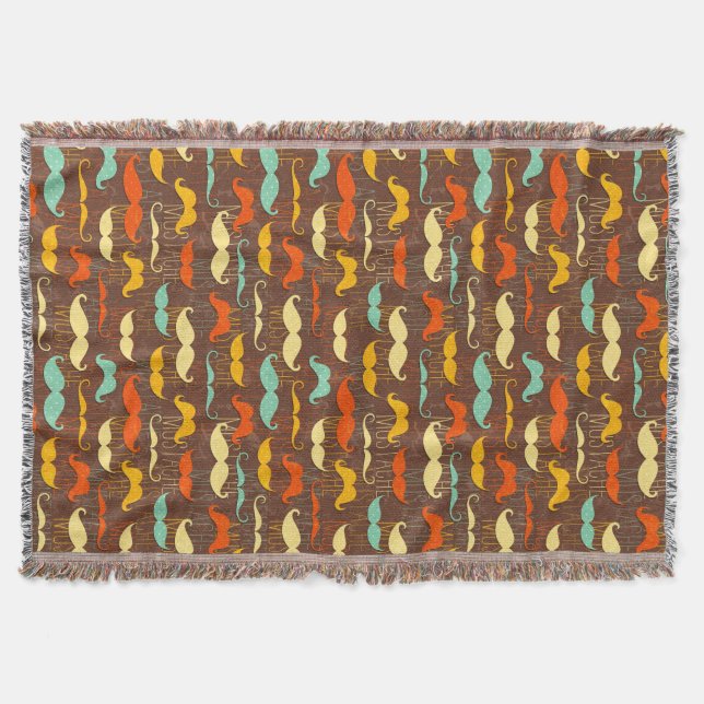 Mustache pattern throw blanket (Front)
