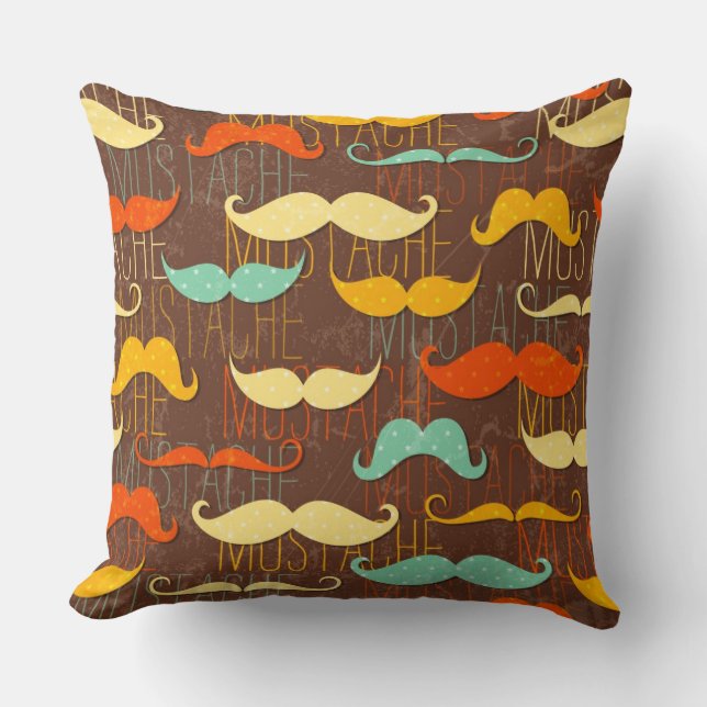 Mustache pattern throw pillow (Front)