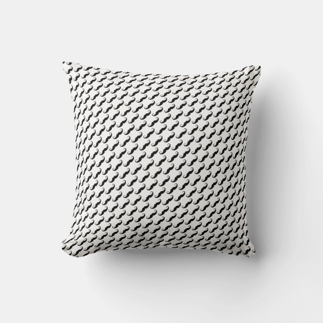 Mustache Pattern Throw Pillow (Front)