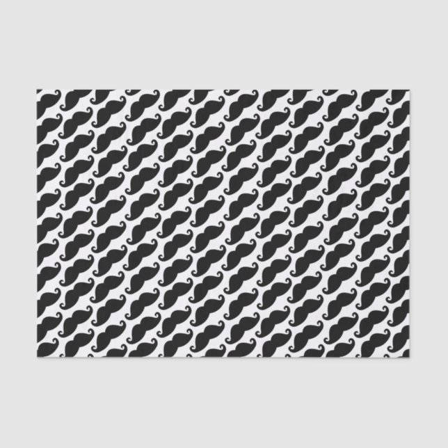 Mustache Pattern White and Black Tissue Paper (Front)