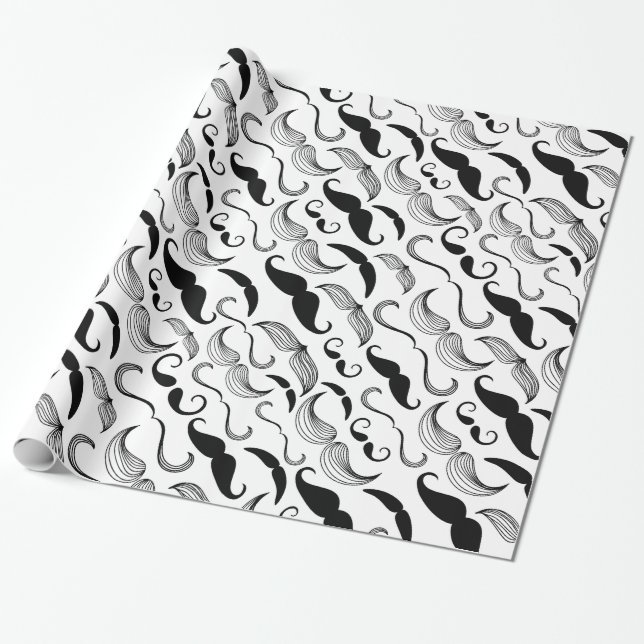 Mustache Pattern Wrapping Paper (Unrolled)