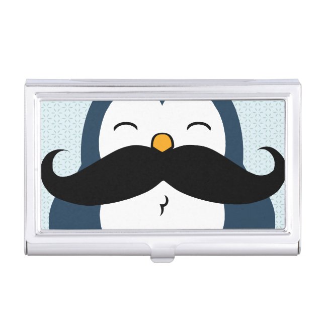 Mustache Penguin Business Card Holder (Front)