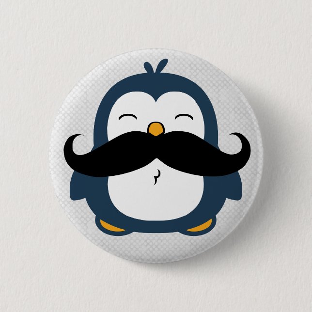 Mustache Penguin Button (Front)