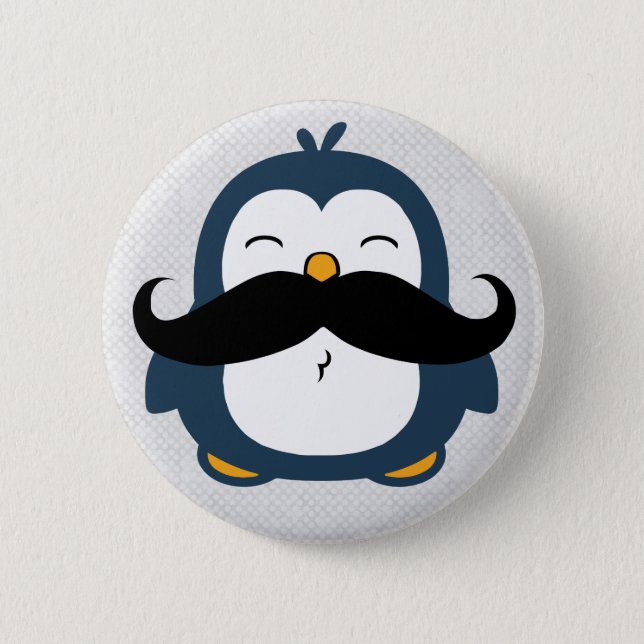 Mustache Penguin Button (Front)