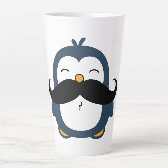 Mustache Penguin Latte Mug (Front)