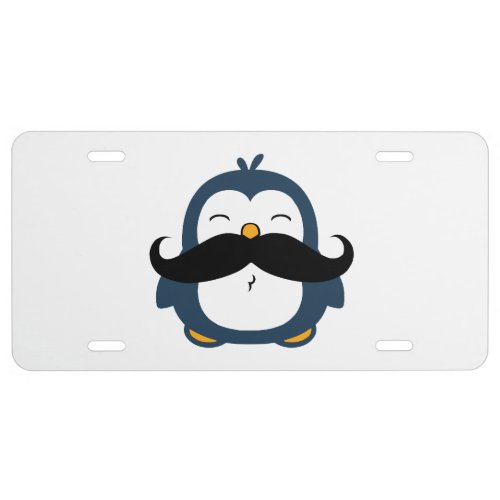 Mustache Penguin License Plate