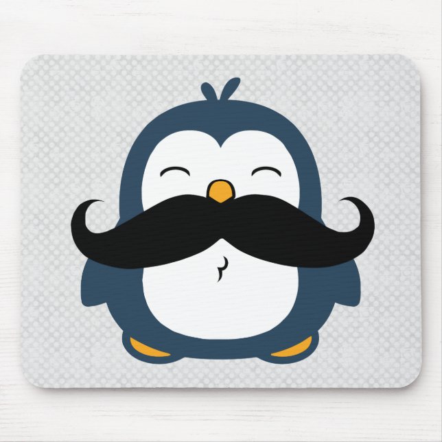 Mustache Penguin Mouse Pad (Front)