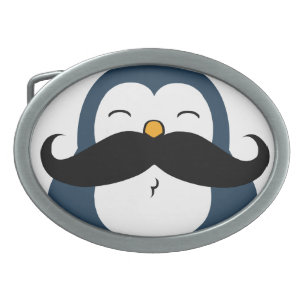 Mustache Penguin Oval Belt Buckle