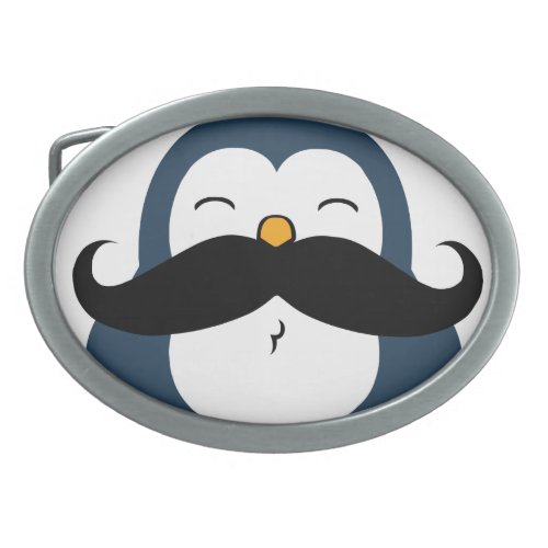 Mustache Penguin Oval Belt Buckle