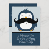 Mustache Penguin Single Mother's Day | Blue (Front/Back)
