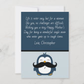 Mustache Penguin Single Mother's Day | Blue (Back)