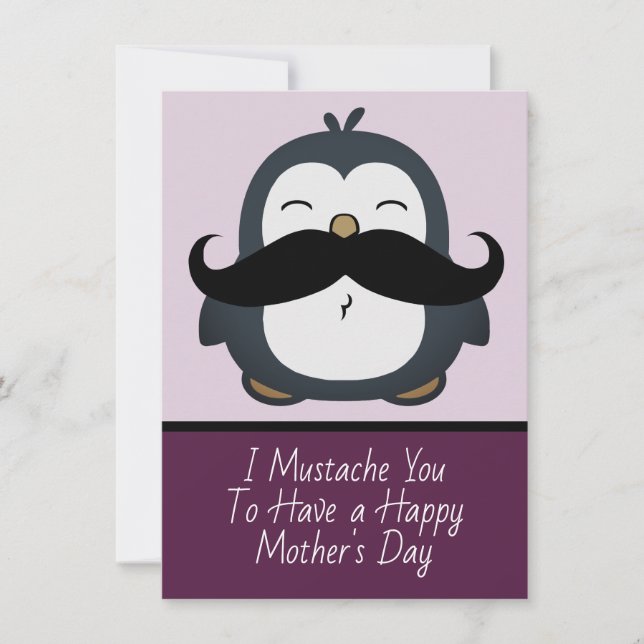 Mustache Penguin Single Mother's Day | Purple (Front)