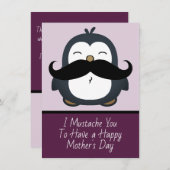 Mustache Penguin Single Mother's Day | Purple (Front/Back)