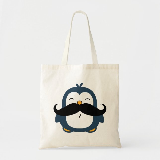 Mustache Penguin Tote Bag (Front)