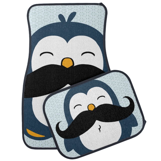 Mustache Penguin Trend Car Floor Mat (Set)