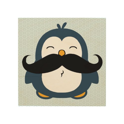 Mustache Penguin Wood Wall Art