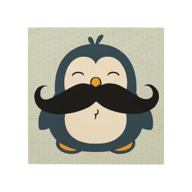 Mustache Penguin Wood Wall Art (Front)