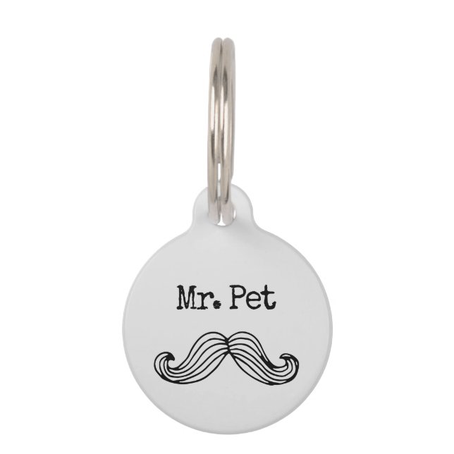 Mustache Pet ID Tag (Front)