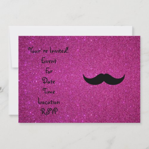 Mustache pink glitter card