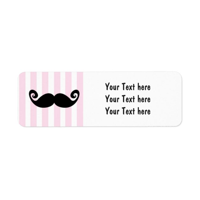 Mustache Pink Striped Birthday Party Labels (Front)