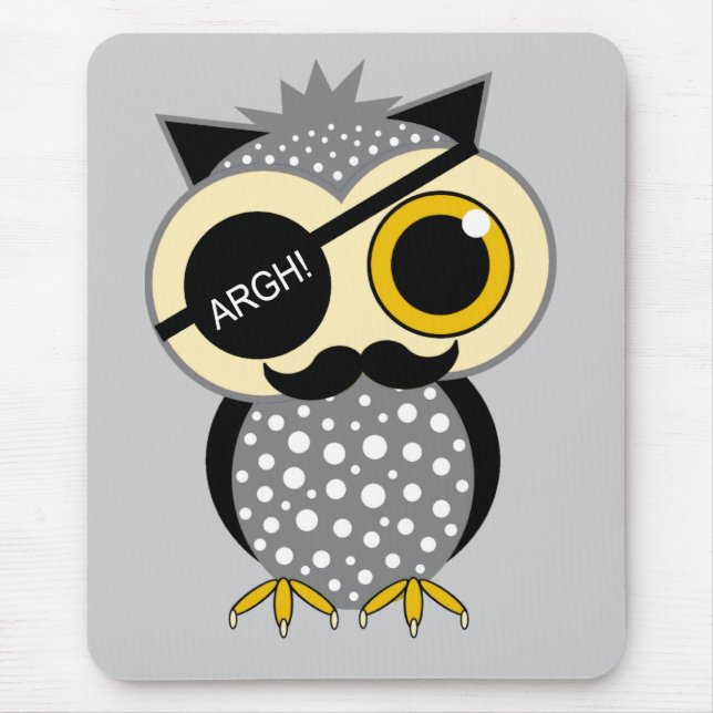 mustache pirate owl mouse pad (Front)