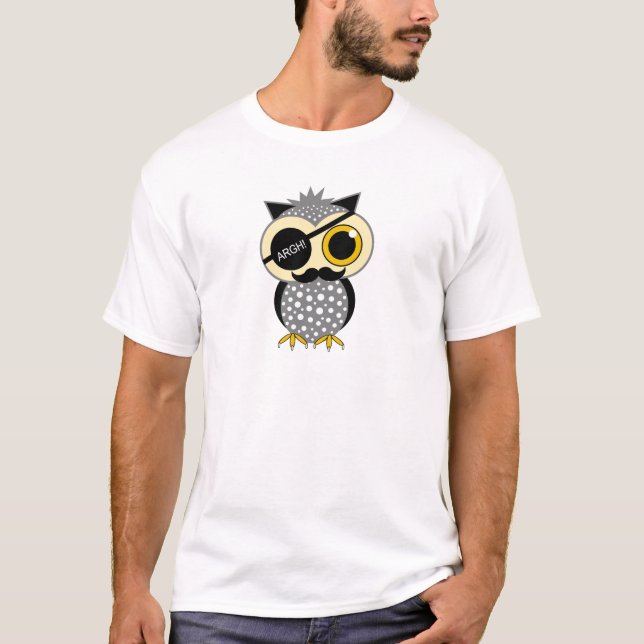 mustache pirate owl T-Shirt (Front)