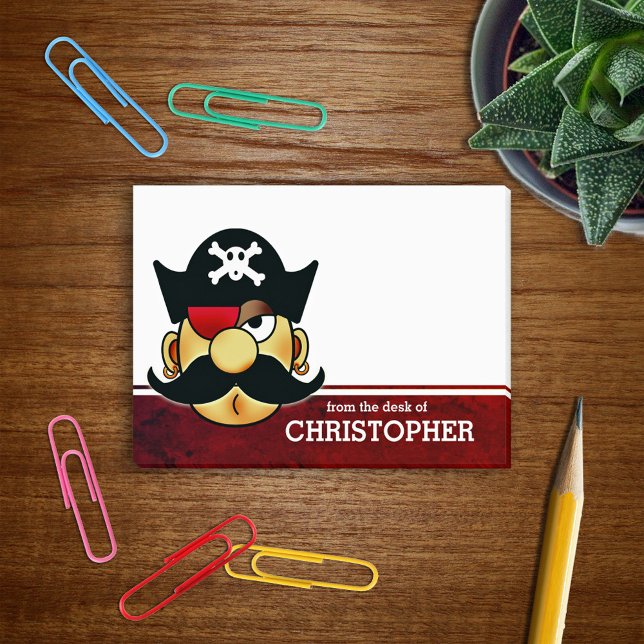 Mustache Pirate Personalized Post-it Notes (Creator Uploaded)