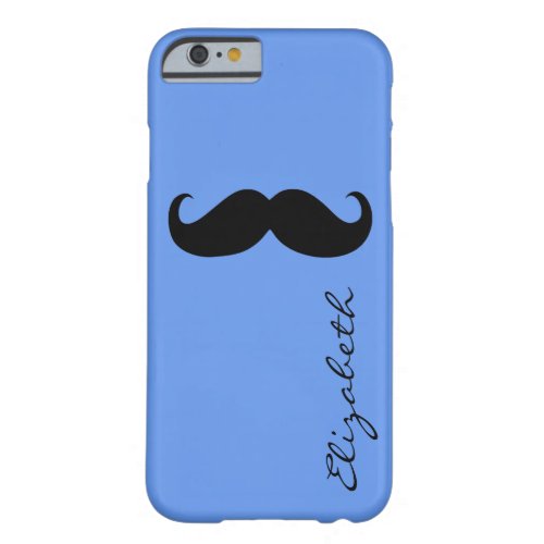 Mustache Plain Blue Background Barely There iPhone 6 Case