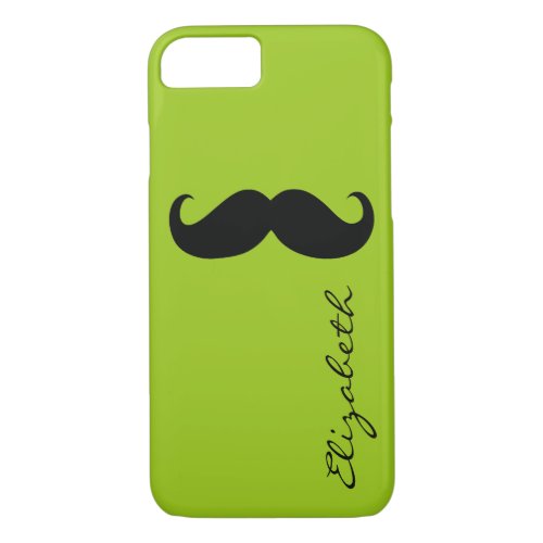 Mustache Plain Green Background iPhone 87 Case