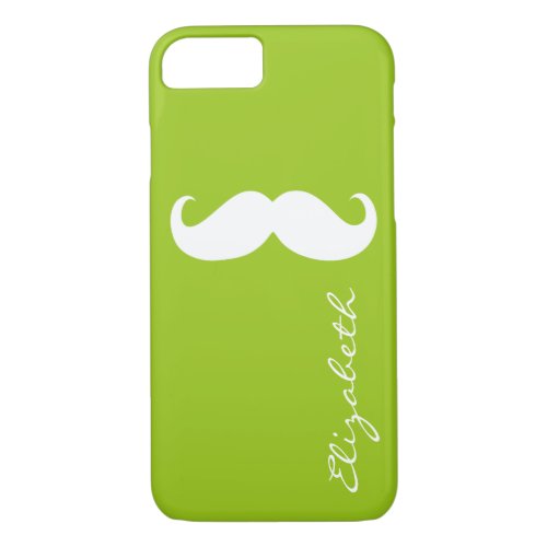 Mustache Plain Green Background iPhone 87 Case
