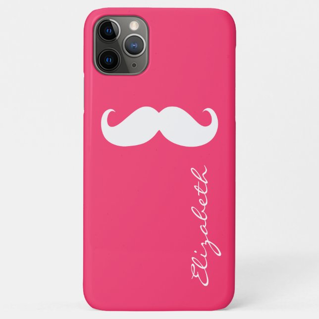 Mustache Plain Hot Pink Background Case-Mate iPhone Case (Back)