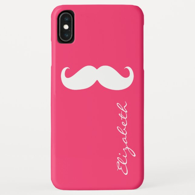Mustache Plain Hot Pink Background Case-Mate iPhone Case (Back)